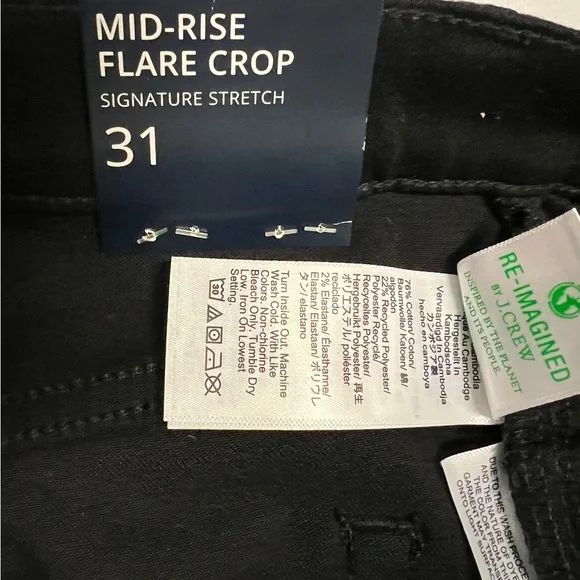 J.Crew Flare crop black jean in all-day stretch Size 31 NWT